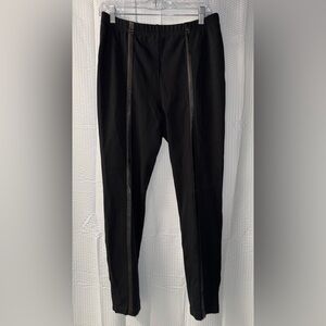St John Women’s Black Pants With Leather Size 10